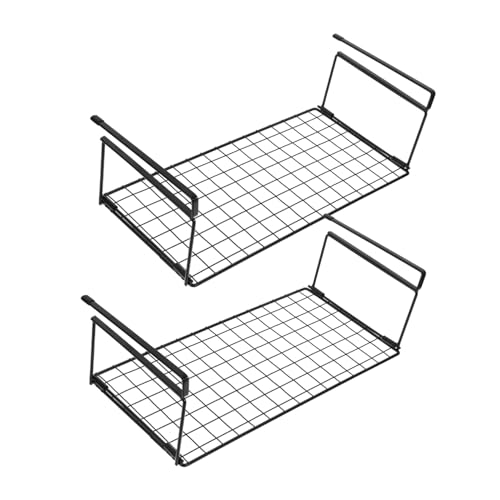 Ciieeo 2pcs Space-Saving Suspended Storage Rack Layered Shoe Rack Easy Install Modern Design Black
