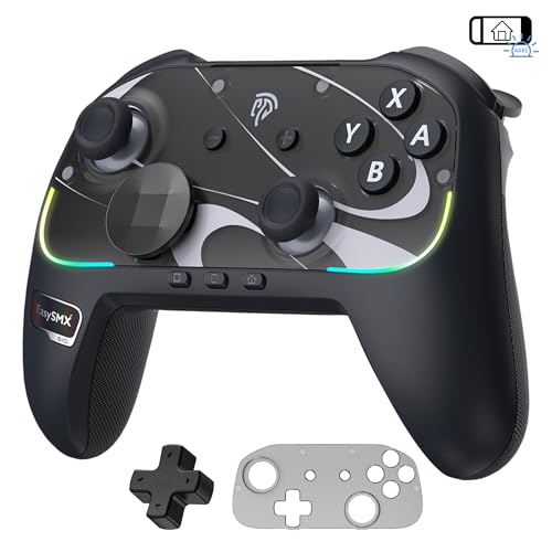 EasySMX S10 Switch 2 Controller-One Key Wake-up, Switch 2 Pro Controller with 6 Axis Gyro, NFC Function, TMR Anti-Drift Joystick, HD Rumble, Swappable D-Pad & Faceplate-black