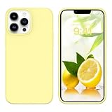 GUAGUA Compatible with iPhone 13 Pro Max Case Liquid Silicone Soft Gel Rubber Slim Microfiber Lining Cushion Texture Cover Shockproof Protective Phone Case for iPhone 13 Pro Max 6.7'', Butter Yellow