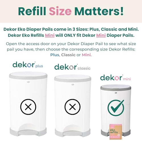 Diaper Dekor Eko Mini Refills, 2 Count | ONLY Eco-Friendly Diaper Pail Refills Made With 70% Recycled Materials | Quicker, Easier & More Cost Effective than Trash Bags | Unscented