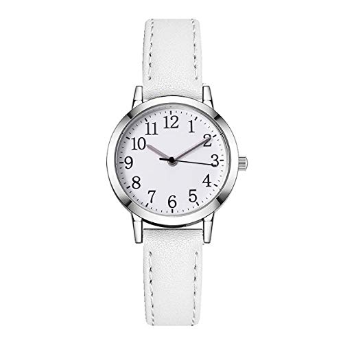 Women's Waterproof Watch, Simple Easy Reader Analog Quartz Watch, Casual Dress Women's Watches Relogio (03-White)