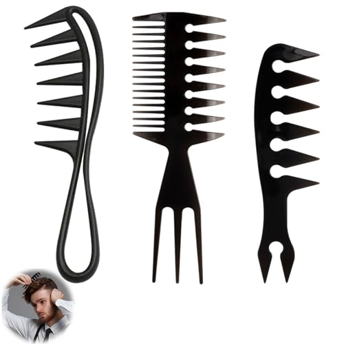 Lot de 3 peignes de coiffure, à dents larges, antistatiques, à l'huile, pour homme et femme, accessoires de coiffure pour différents types de cheveux