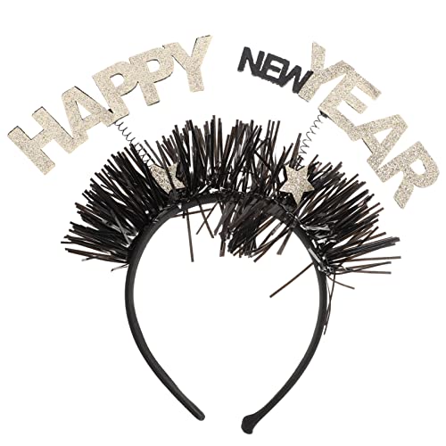 jojofuny Happy NEY Year Haarreif Weihnachten Stirnbänder Silvester Kopfbedeckung Weihnachts Kopfschmuck Santa Hut Haarband Neujahr Tiara Mitgebsel Geschenk für Fotos Requisiten Deko Cover