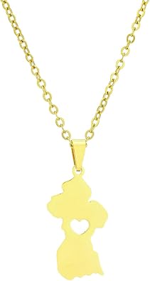2.5CM Guyana Map Charms Pendant Necklaces For Women Men Stainless Steel Delicate Guyanese Pride Jewelry Gift