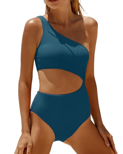 Women's One Piece Swimsuit- One Shoulder Bathing Suit Cutout...