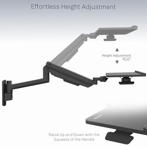 Image of VIVO Sit-Stand 24 Inch Pneumatic Spring Keyboard and Mouse Tray Wall Mount, Counterbalance Height Adjustable Typing Platform, Ergonomic Tilt, Black, MOUNT-KB35C