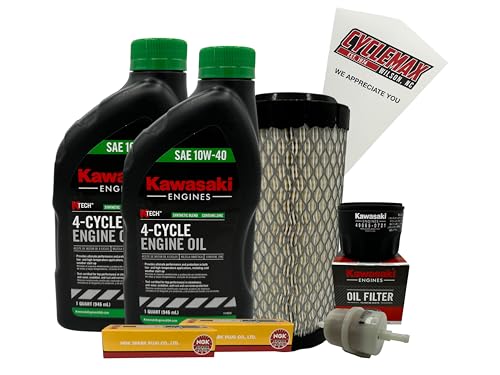 Cyclemax Tune Up Kit 10W-40 with Spark Plugs compatible with Kawasaki 99969-6539 compatible with FX481V FX541V FX 600V
