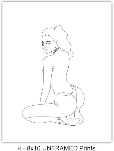 Miniatura 4 de Aesthetic Room Decor - Minimalist Line Art Silhouette Poster Set - 8x10 Abstract Contemporary Modern Wall Decor - Unique Matisse Style Gift for