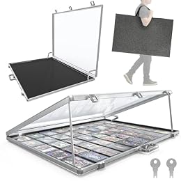 Ultra-Thin 31.4x23.6in Aluminum Card Display Case with Felt Tote Bag,Silver
