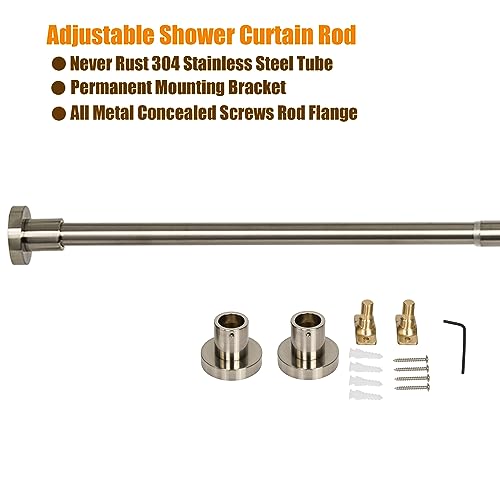 Artiwell Heavy Duty Shower Rod, Adjustable Shower Curtain Rod, Expandable 47-84 Inch, Permanent Mount Shower Rod, Never Rust Stainless Steel For Window Curtain and Closet, Brushed Nickel
