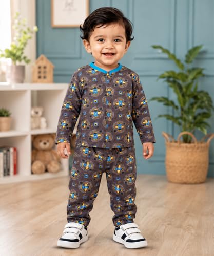 Image of 3BROS BodySuit /Dress for Boys /Girls Full Pajama & Casual Full Sleeves Night Suit Top Combo Kids Set