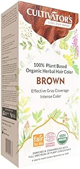 Cultivator's Herbal Hair Color - Ammonia-Free, Natural Color Powder for Women and Men (Brown) - 100g