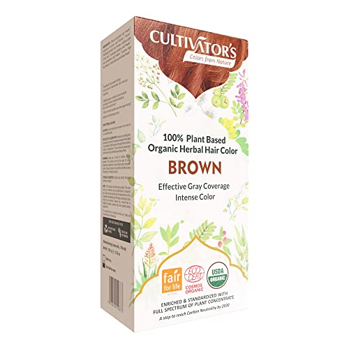 Cultivator's Herbal Hair Color - Ammonia-Free, Natural Color Powder for Women and Men (Brown) - 100g