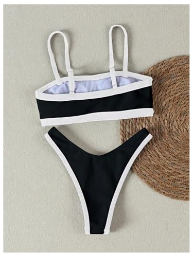 SHENHE Women's High Cut Cheeky Bikini Set Color Block Sexy 2 Piece Swimsuit Bathing Suit3