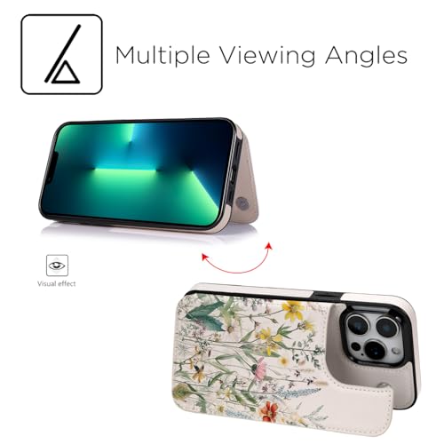 Image of uCOLOR Flip Leather Wallet Case Card Holder for iPhone 13 Pro Max Women and Girls with Card Holder Kickstand Marble Design Compatible with iPhone 13 Pro Max 5G 6.7 inch(Desert Flowers)
