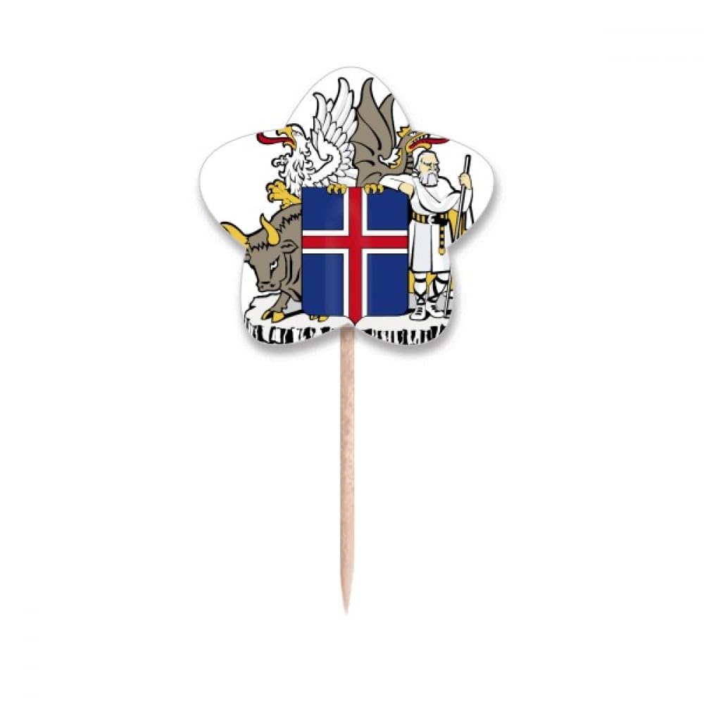 Drapeaux cure-dents Islande national cupcake picks étoile lable