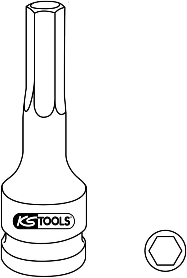 KS Tools Hex Socket 1/2" Drive Impact Bit Long Tip Chrome Molybdenum Steel Metric Allen Socket (5mm)