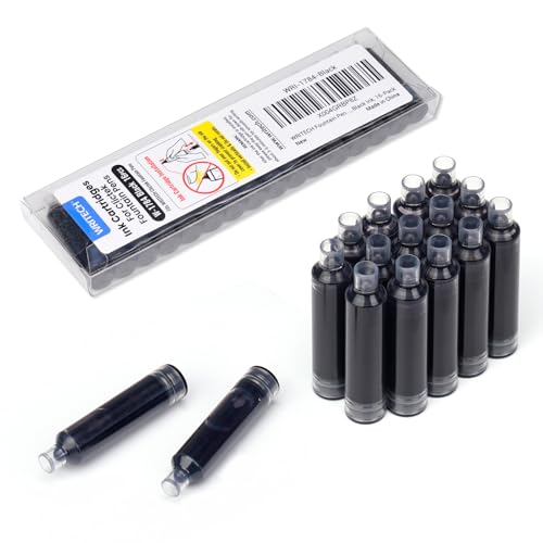 Image of WRITECH W-1784 Cartridge Black Ink: 16ct Black Ink Cartridges Set Clictek Fountain Pens