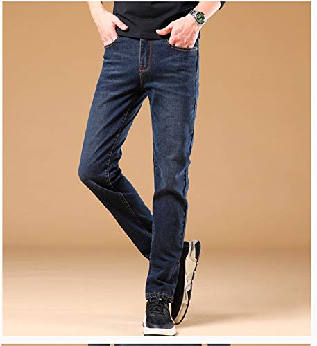 Andongnywell Men's High Waist Basic Casual Straight Leg Loose Zipper Open Jeans Slim Fit Stretch Denim Pants2