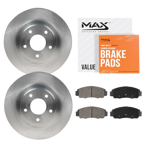 Image of Max Advanced Brakes Front Brake Kit Compatible With 1997 1998 1999 2000 Subaru Legacy Impreza 2.2L w /10.24 inch Frt Rotor Replacement Premium OE Disc Brake Rotors and Ceramic Brake Pads