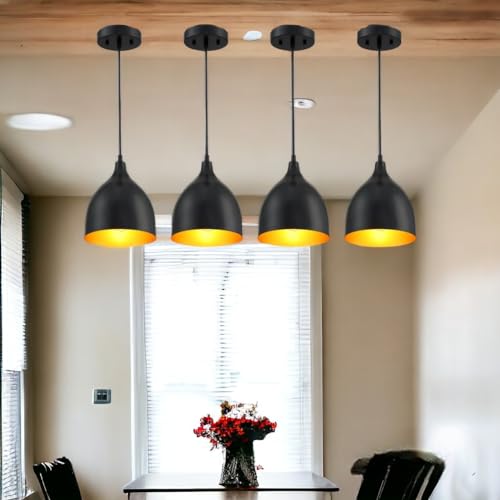 Image of GreyWings Modern Hanging Pendant Light for Ceiling - Black Aluminium Dome, Antique Decor, E-27 Holder, (Bulb is not Included), Pack of 1