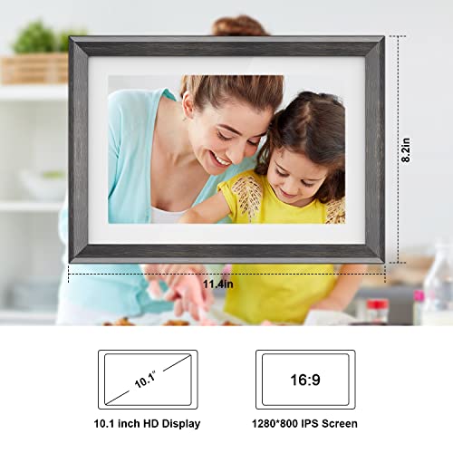 Image of Frameo Digital Photo Frame WiFi 10.1 Inch IPS Touchscreen HD Display, 16GB Memory, Automatic Rotation, Easy Setup for Sharing Photos or Videos via Frameo App