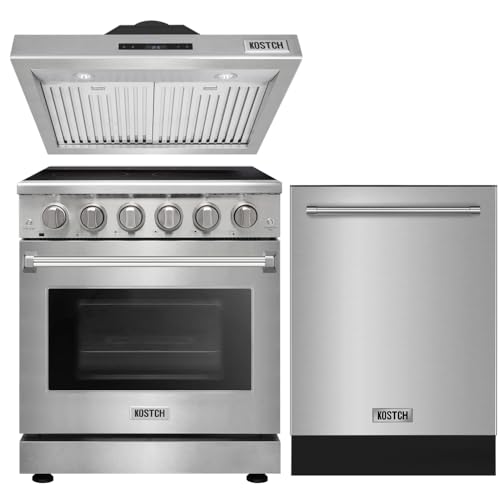 KOSTCH 30" Electric Range, Hood, Dishwasher, Stainless Steel