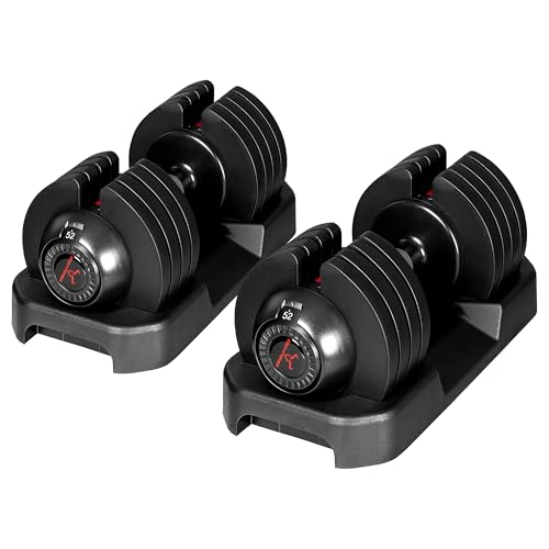 BOCHPOWER Adjustable Dumbbells Set of 2,Free Weights Dumbbells Set,52 lbs