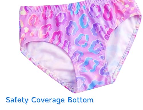 Image of Girls Tankini Swimsuit UPF50+ Ruffle 2 Piece Bathing Suit Full Coverage Kids Swimwear Ages 2-14 Years