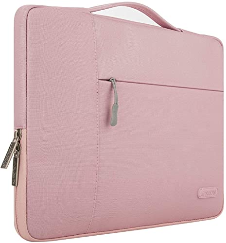 MOSISO Polyester Multifunctional Briefcase Handbag Compatible with 13 inch Laptop, Pure Pink