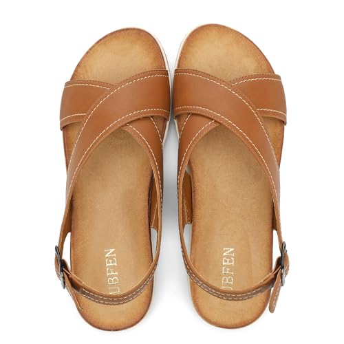 UBFEN Womens Flat Sandals Arch Support Open Toe Adjustable