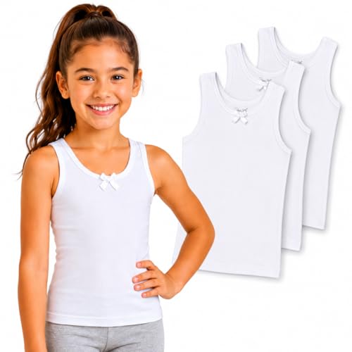 Image of Rene Rofe Girls Tanks & Camis - 3 Pack 100% Cotton Classic Sleeveless Toddler Tops - Scoop Neck Tank Top for Girls (2T-14)
