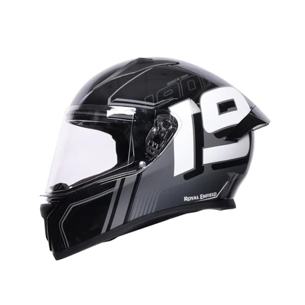 Royal Enfield Roadster Full FACE 1901 Helmet with micrometric Lock|ISI & DOT Certified|Scratch Resistant Visor|High Impact ABS Shell|High Density EPS Liner| 3 Intake Ports & 2 Exhaust Black (M) 58 CM