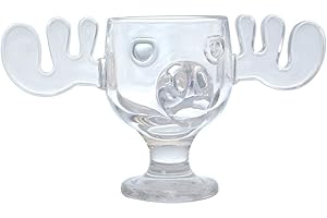 Set of 4 Glass 8oz Christmas Moose Mugs: Embrace Joyful Holiday Gatherings