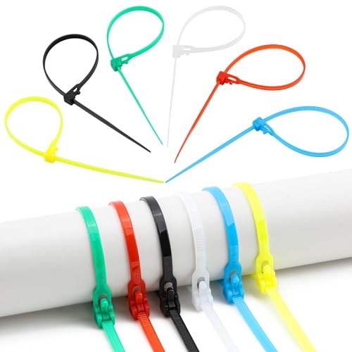100Pcs Colored Cable Ties 8" Nylon Colorful Zip Ties Multi Color Tie Wraps,Reusable Small Cable Tie Self-Locking Coloured Plastic Tie for Securing Garden Plant Vine Organize Data Cable Garage Kitchen