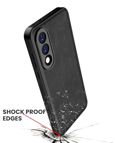 Image of Kapa Tux Leather Back Cover for OnePlus Nord 5 | Slim Shockproof Camera Protection Bumper Case (Black)