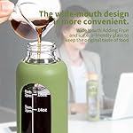 18 OZ Glass Water Bottles, Water Bottle with Time Marker, Leakproof Glass Water Bottles with Silicone Sleeves, Suitable for Offices and Gyms. (Green) - Image 4