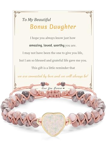 Image of Gifts for Daughter Granddaughter Christmas Gift To My Mom Grandma Wife Girlfriend Sister Jasper Heart Bracelets Birthday Anniversary Stocking Stuffers for Teens Jewelry for Women