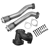Pomya Direct Replacement Turbo Exhaust Manifold Bellowed Up Pipes Kit Fit for Ford 7.3