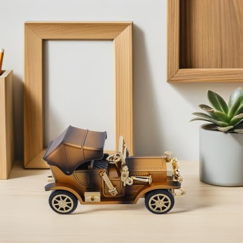 BCOATH ヴィンテージ木製車モデルオルゴール ゴールドのプラ製クラシックカー クリスマスパーティーの装飾やオフィスの卓上に最適な癒しの音色奏る飾り物 [5]