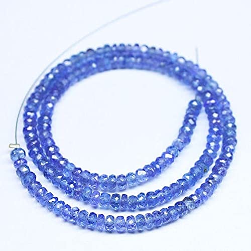 Perles tanzanite bleue naturelle rondelles micro gemmes pour réparer et personnaliser un collier