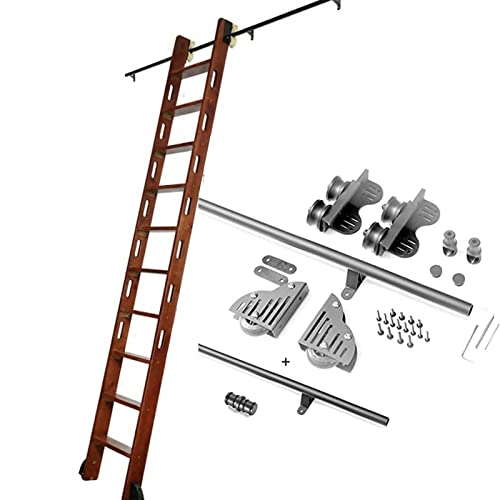 Kit échelle de bibliothèque rétractable quincaillerie acier haut de gamme - 2