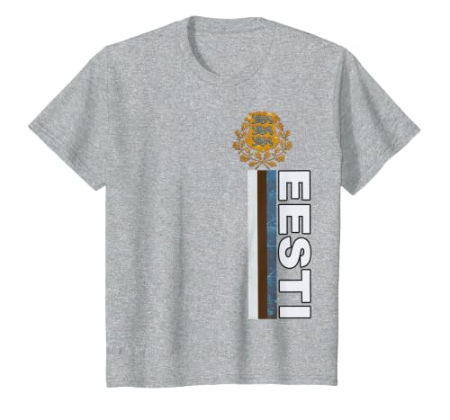 Estonian Football Pride Vintage-Effect Eesti Print T-Shirt, Youth, Heather Grey, X-Small