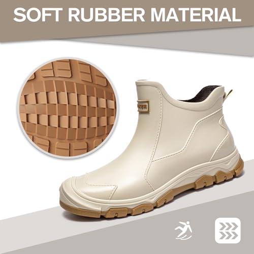 Gugifcto Gummistiefel Herren,Gummistiefel Damen Kurze,Halbhoch Stylische Boots Wasserdicht rutschfest Geeignet Regentag Rutschiger Boden Gartenschuhe Beige41EU