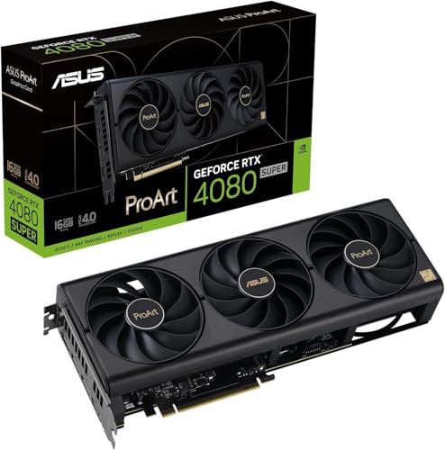 PROART NVIDIA GeForce RTX 4080 SUPER Scheda Grafica 16 GB GDDR6X, 256 Bit, PCIe 4.0, HDMI, DisplayPort, Nero, PROART-RTX4080S-16G - Scheda video