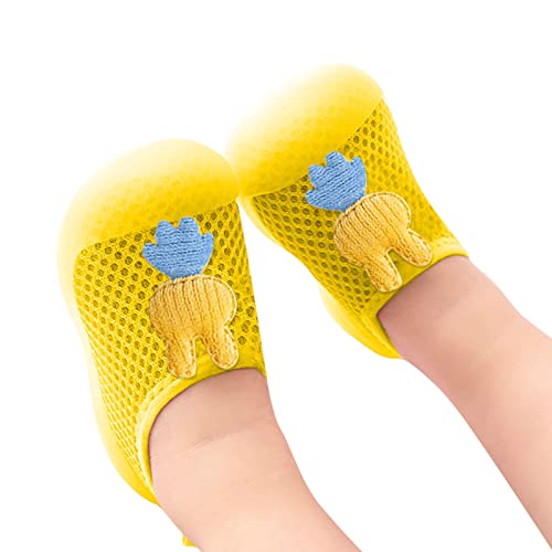Sneakers for Boys Infant Boys Girls Animal Prints Cartoon Socks Shoes Toddler Breathable Mesh The Floor Socks Non Slip Shoes (Yellow, 0-6 Months)3