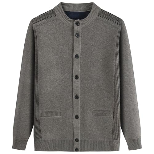 Men's Chunky Knitted Button-Up Sweater Cardigan Plus Size Warm Sweater Regular Winter Sweaters with Pockets