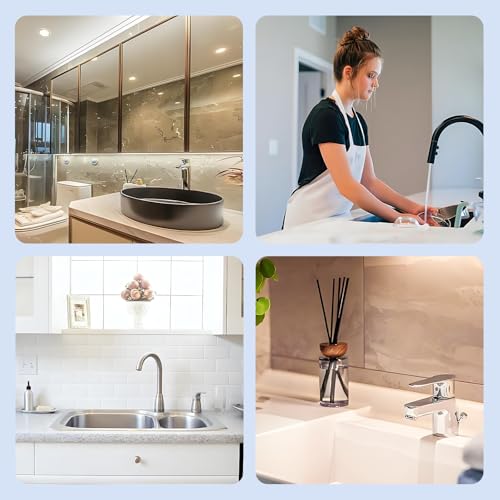 Bathroom Taps Pair, Silvery Bathroom Sink Taps Set of 2, ¼ Turn Lever Tap Fit Basin Mixer Tap Cold and Hot Water, Used for Kitchen Sink to Smooth Water Control - Image 7