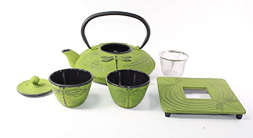 Japanese Antique Green Dragonfly Teapot