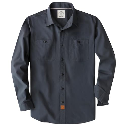 Dubinik Chambray Hemd Herren 2 Brusttaschen Baumwoll Langarm Button Down Comfort Freizeit Arbeiten Regular Fit